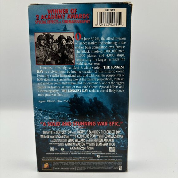 The Longest Day VHS 1962 B&W Fox War Classics Special Edition WWII Drama - Picture 2 of 3
